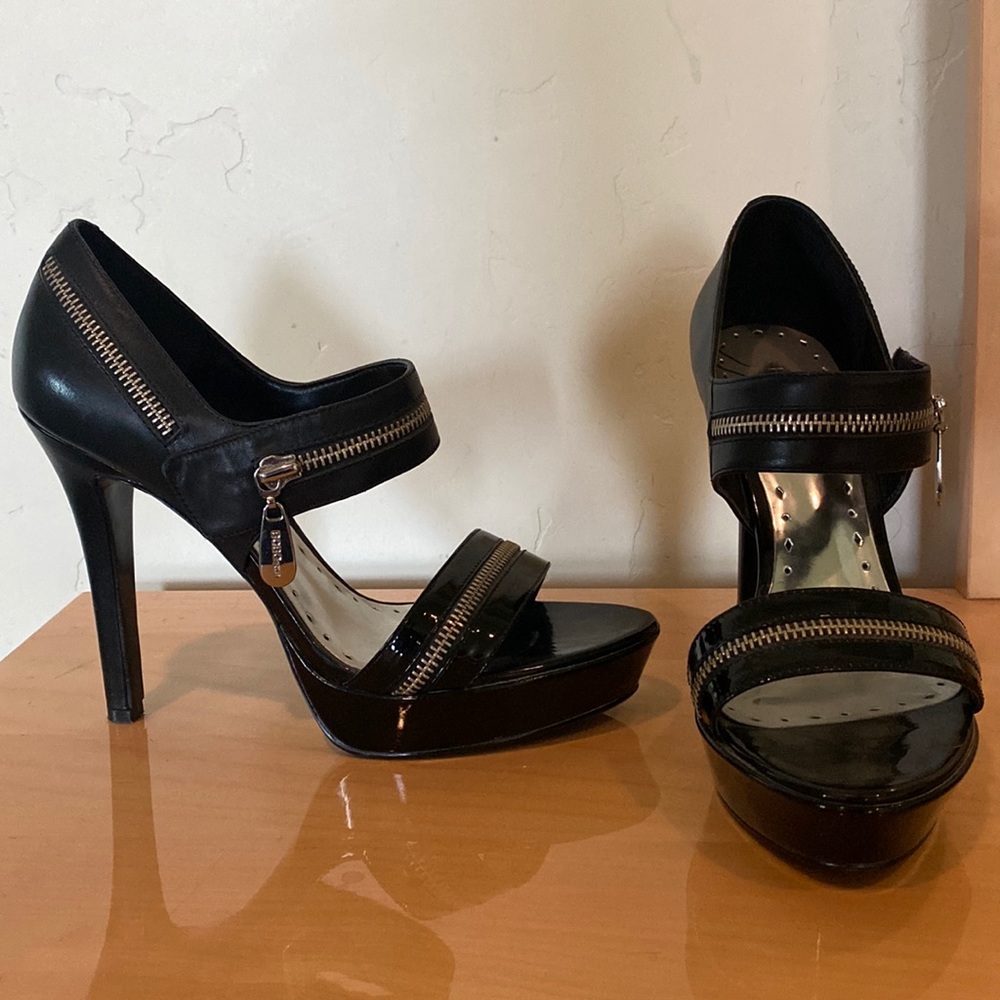 BCBG platform zipper heels